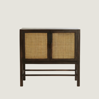 Kyoto Dark Mango wood & Rattan Sideboard Cabinet