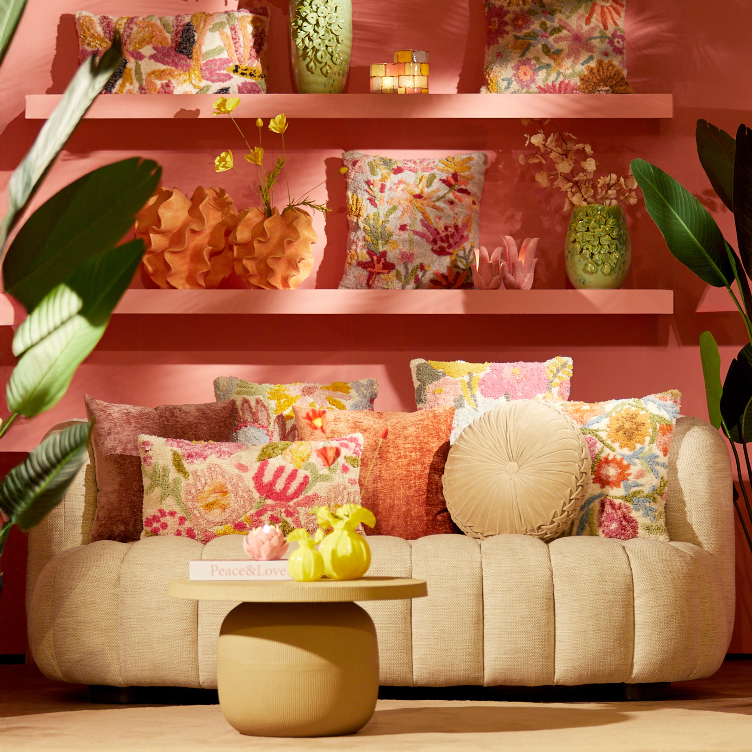Nairobi Cream Textured Two Seater Sofa with Hexagon Stitching