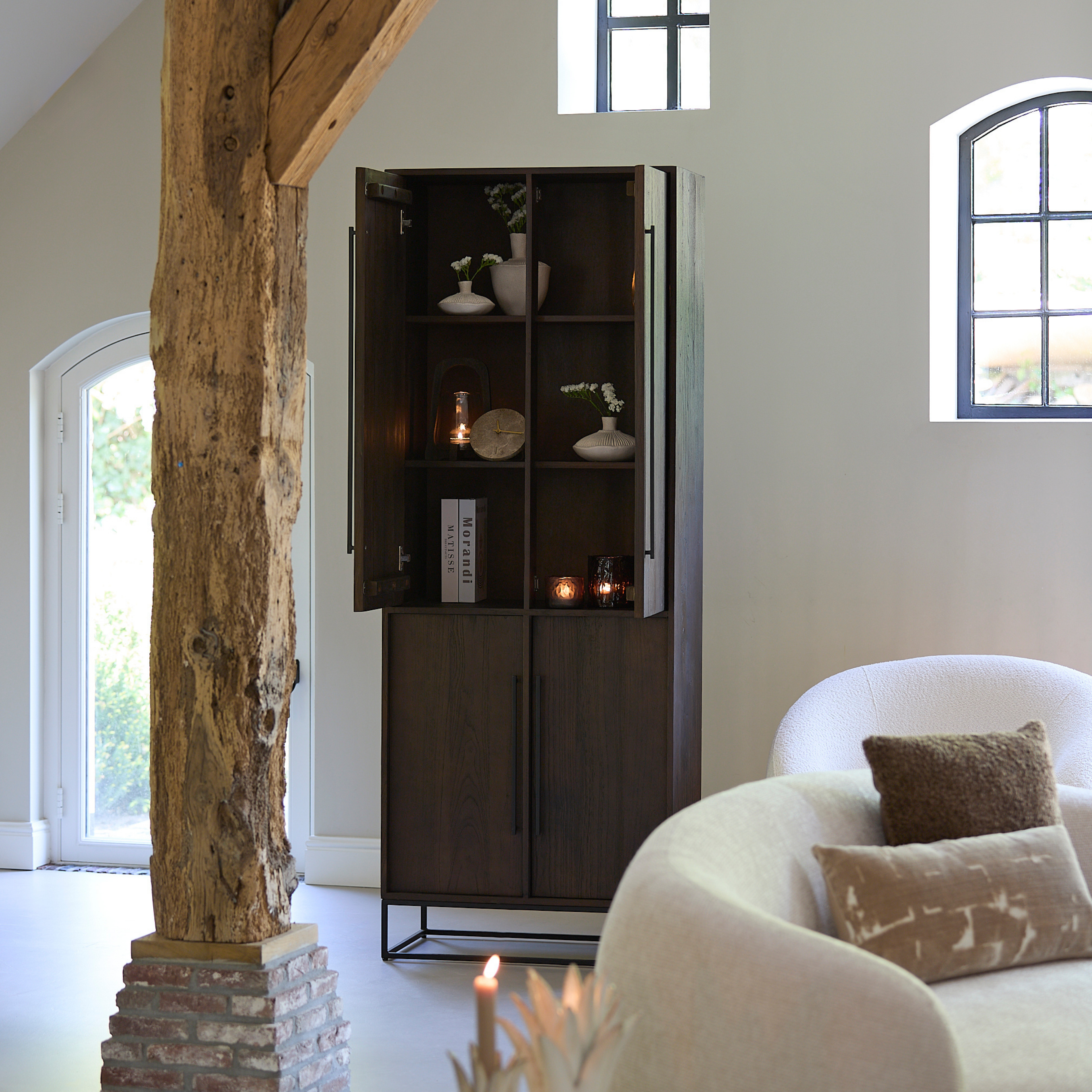Denali Tall Wood Storage Cabinet with Doors and Shelving