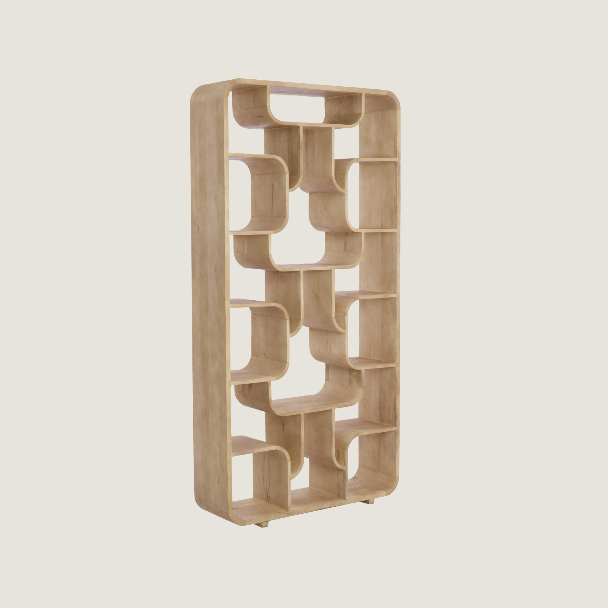Abstract Cube Shelving Unit for Display & Storage in Light Wood