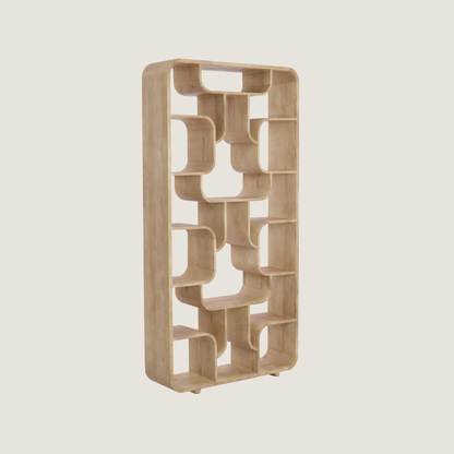Abstract Cube Shelving Unit for Display & Storage in Light Wood