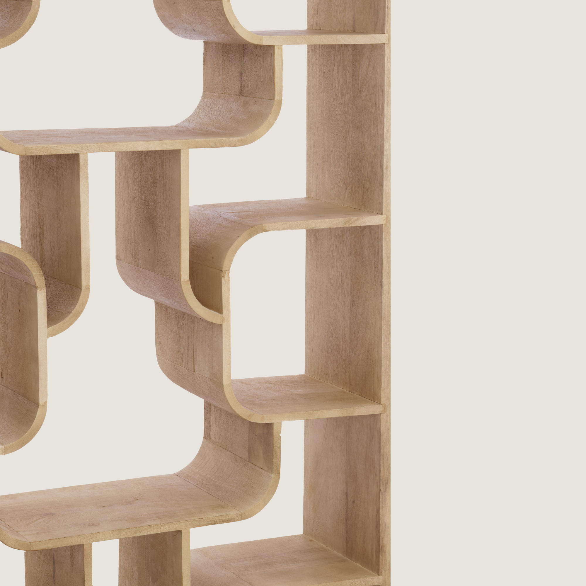 Abstract Cube Shelving Unit for Display & Storage in Light Wood