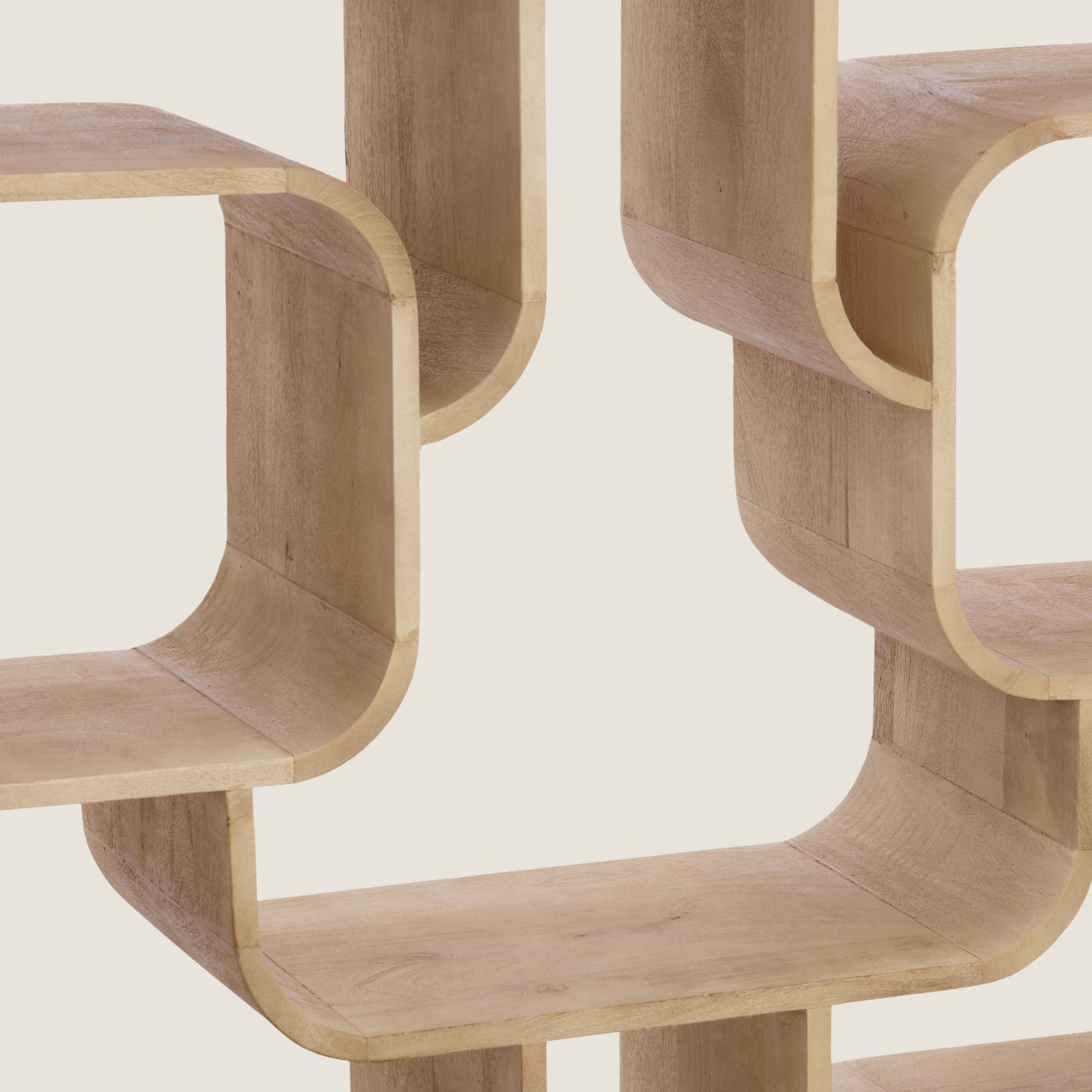 Abstract Cube Shelving Unit for Display & Storage in Light Wood