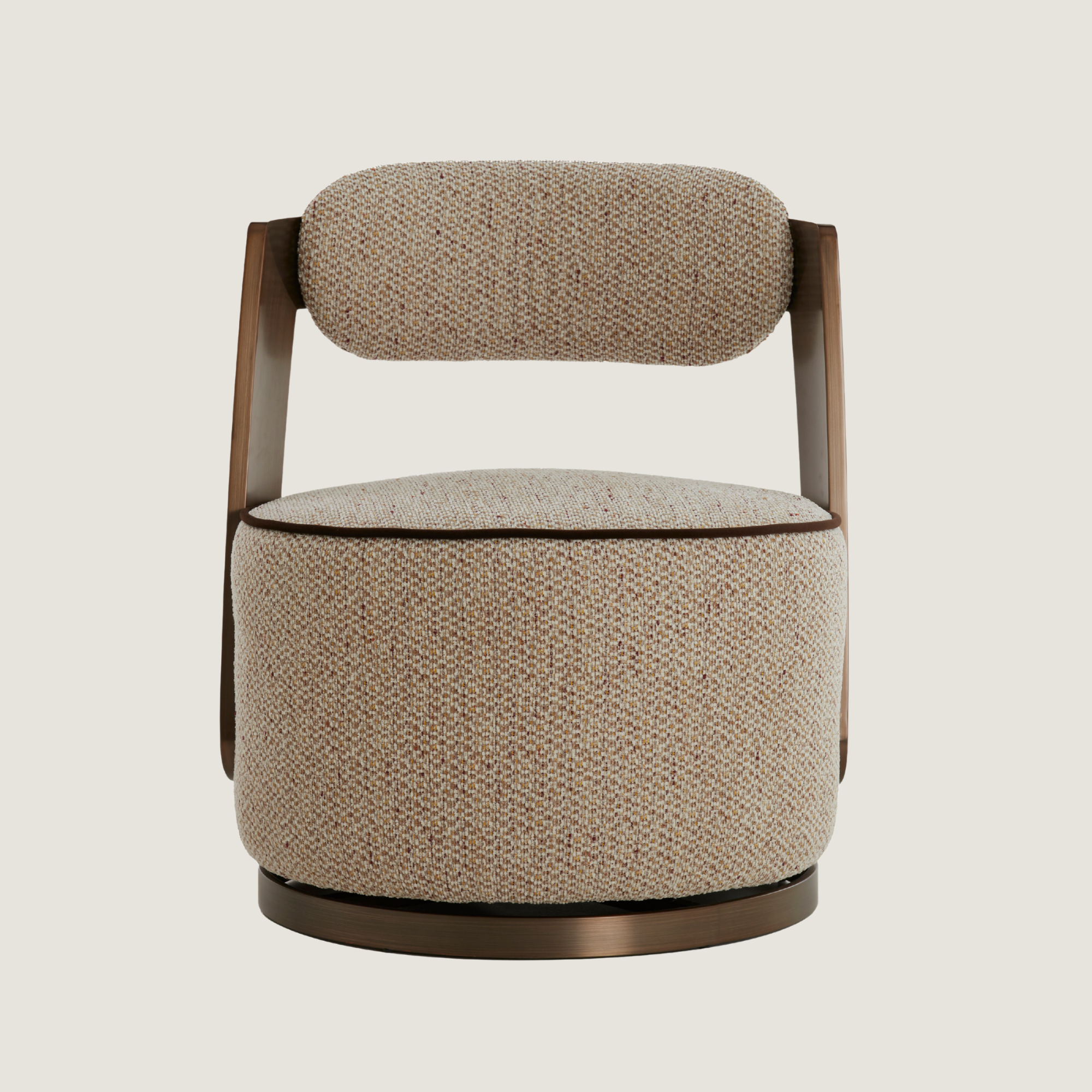 Modern Swivel Chair In Beige & Brass