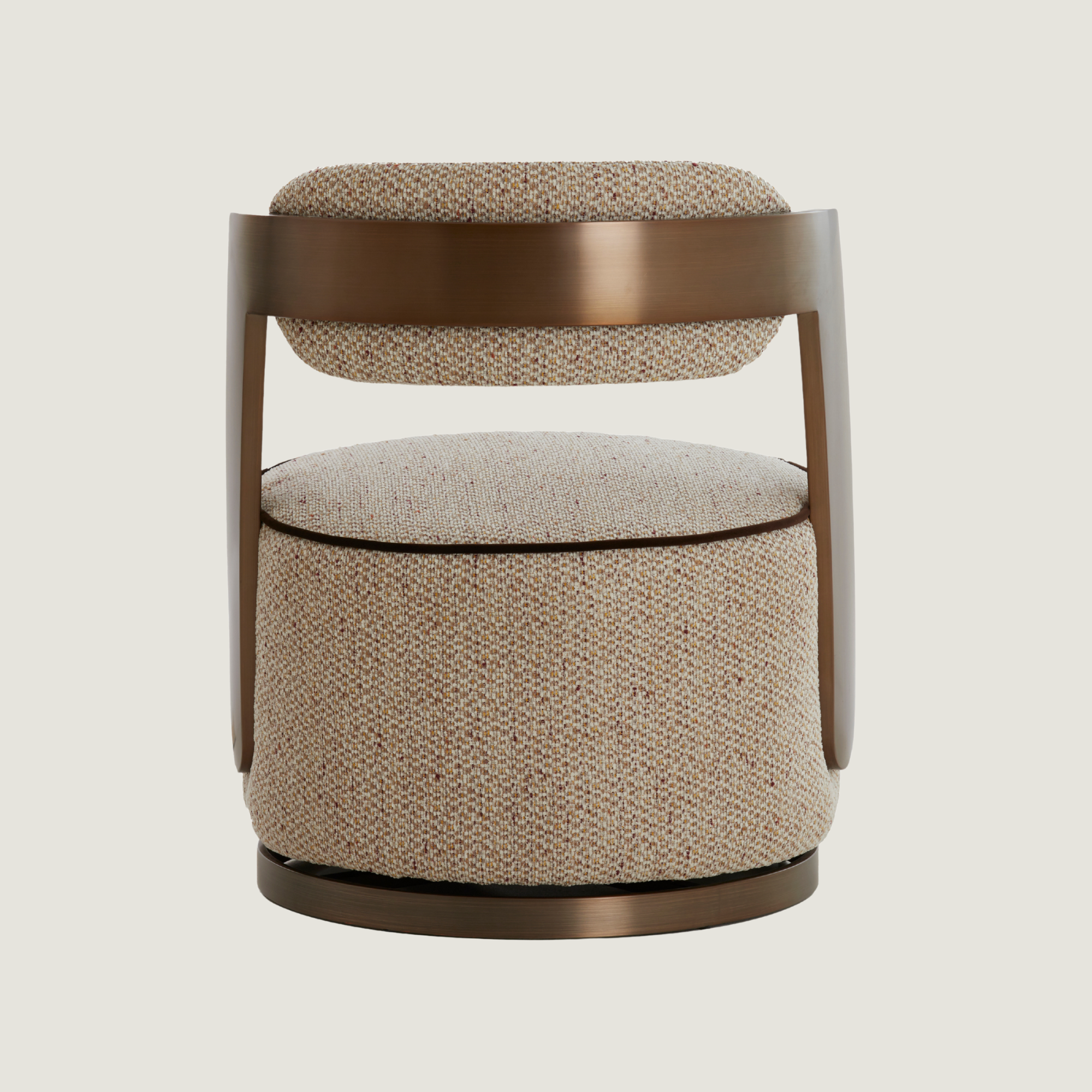 Modern Swivel Chair In Beige & Brass