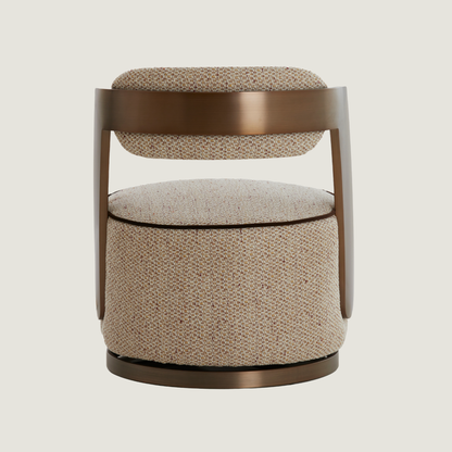 Modern Swivel Chair In Beige & Brass