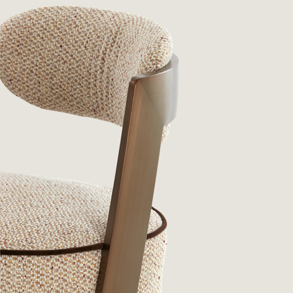 Modern Swivel Chair In Beige & Brass