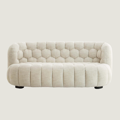 Nairobi Cream Textured Two Seater Sofa with Hexagon Stitching
