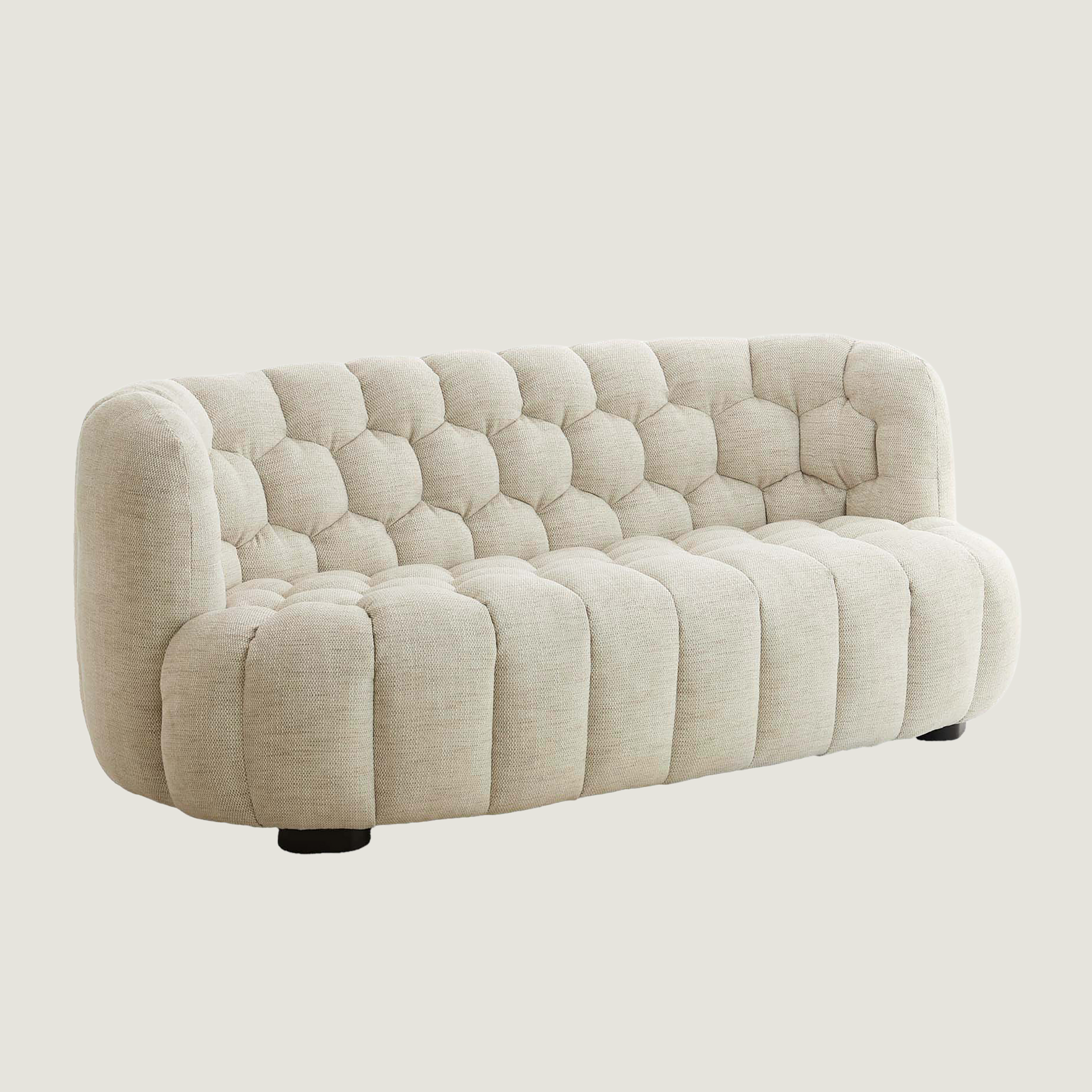 Nairobi Cream Textured Two Seater Sofa with Hexagon Stitching