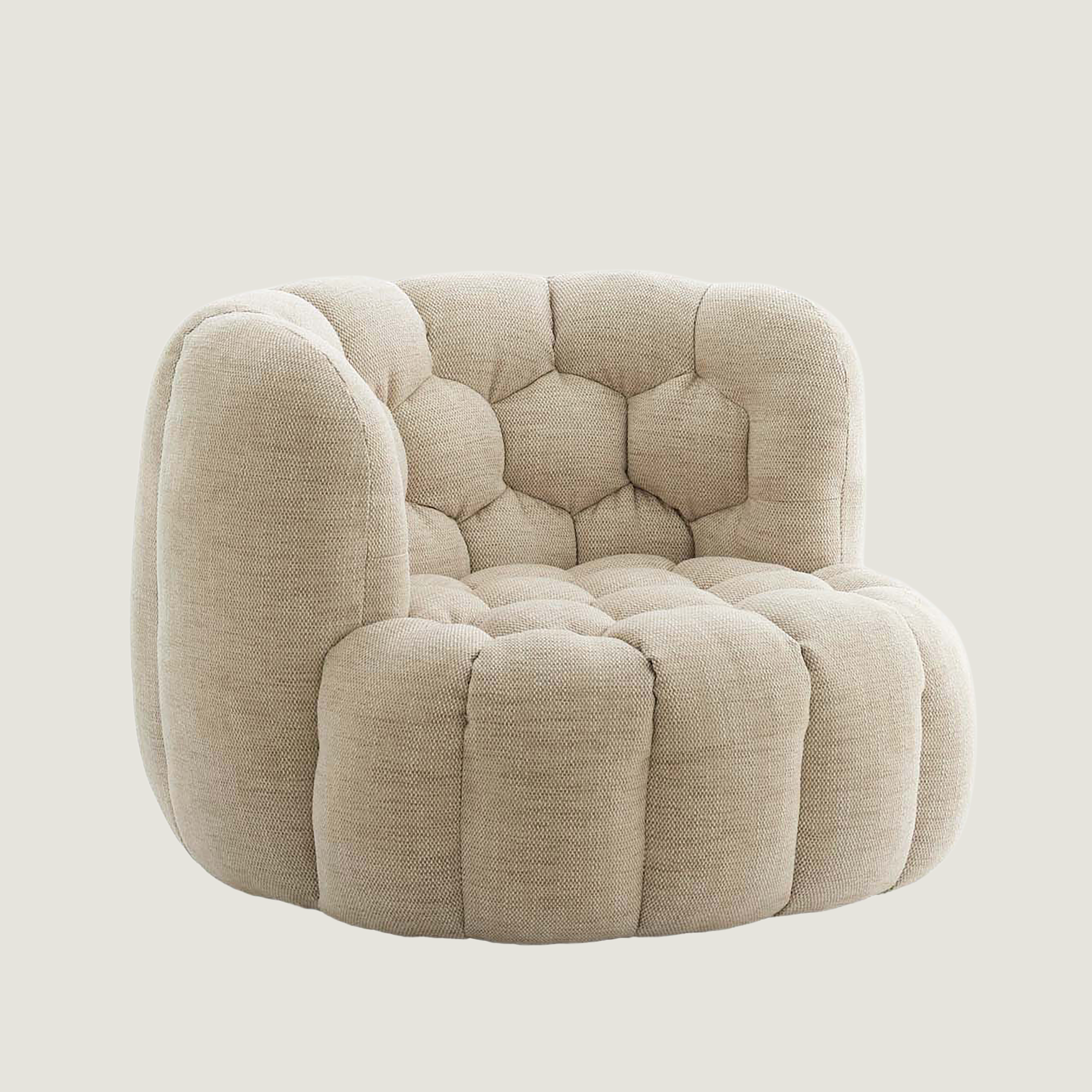 Nairobi Textured Cream Accent Chair with Fluted Seat and Hexagon Stitching