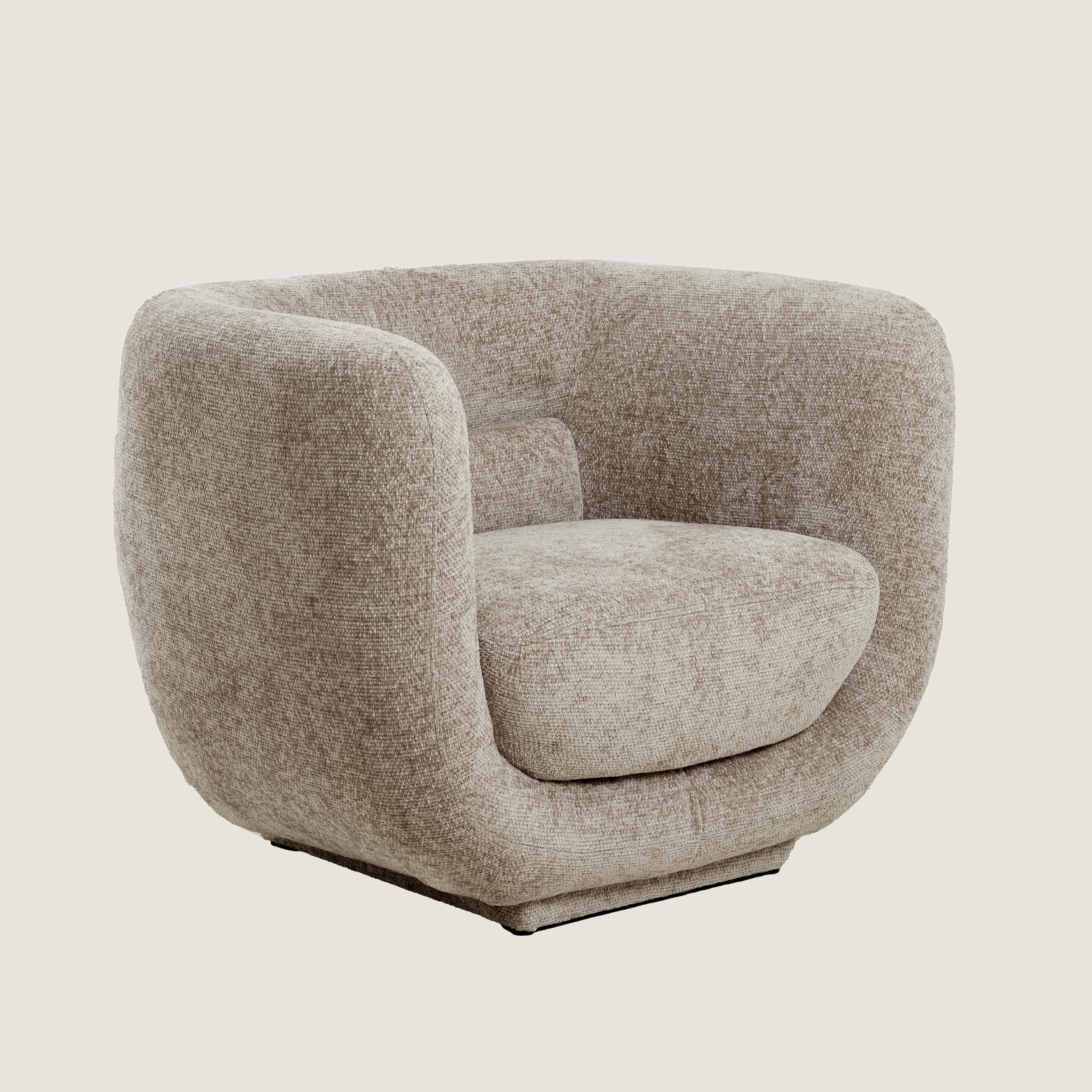 Serenity - Beige Curved Accent Chair with Soft Textured Upholstery