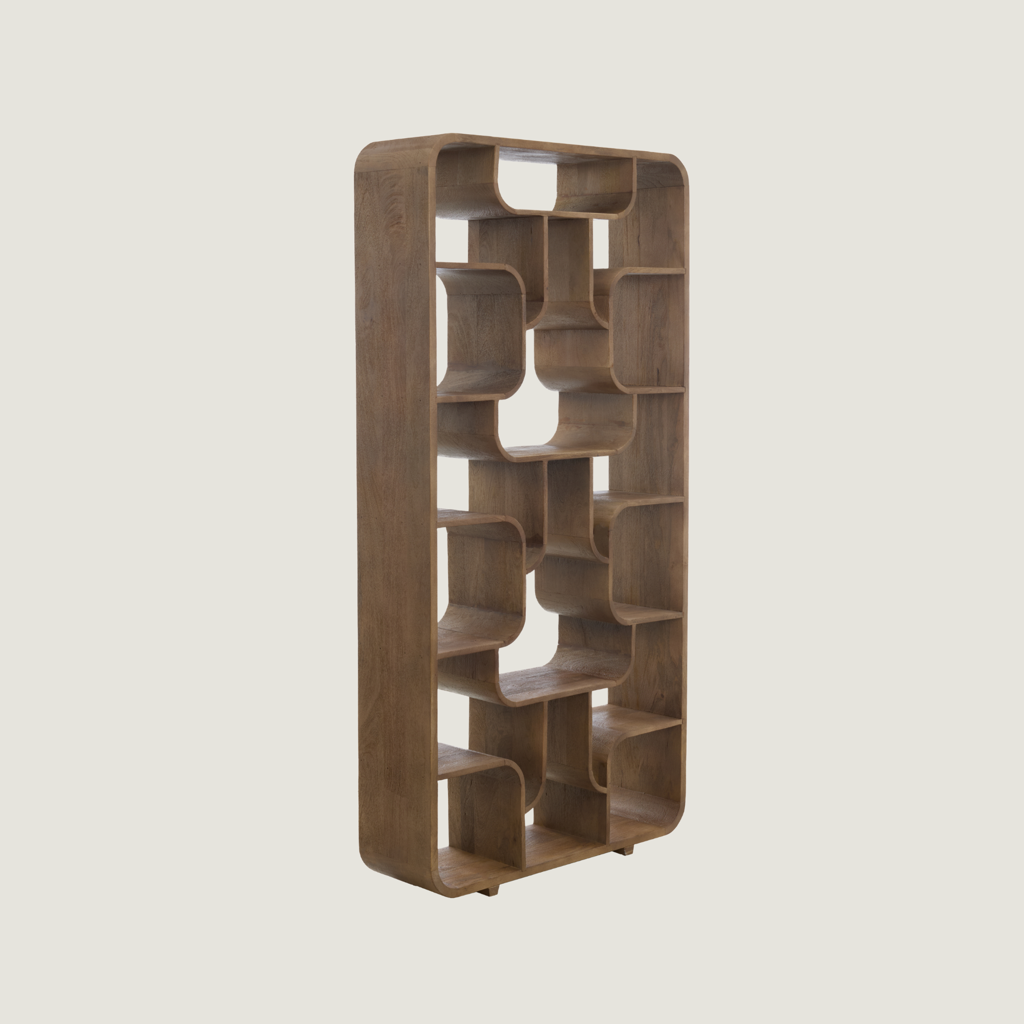 Abstract Cube Shelving Unit for Display & Storage in Dark Ash Wood