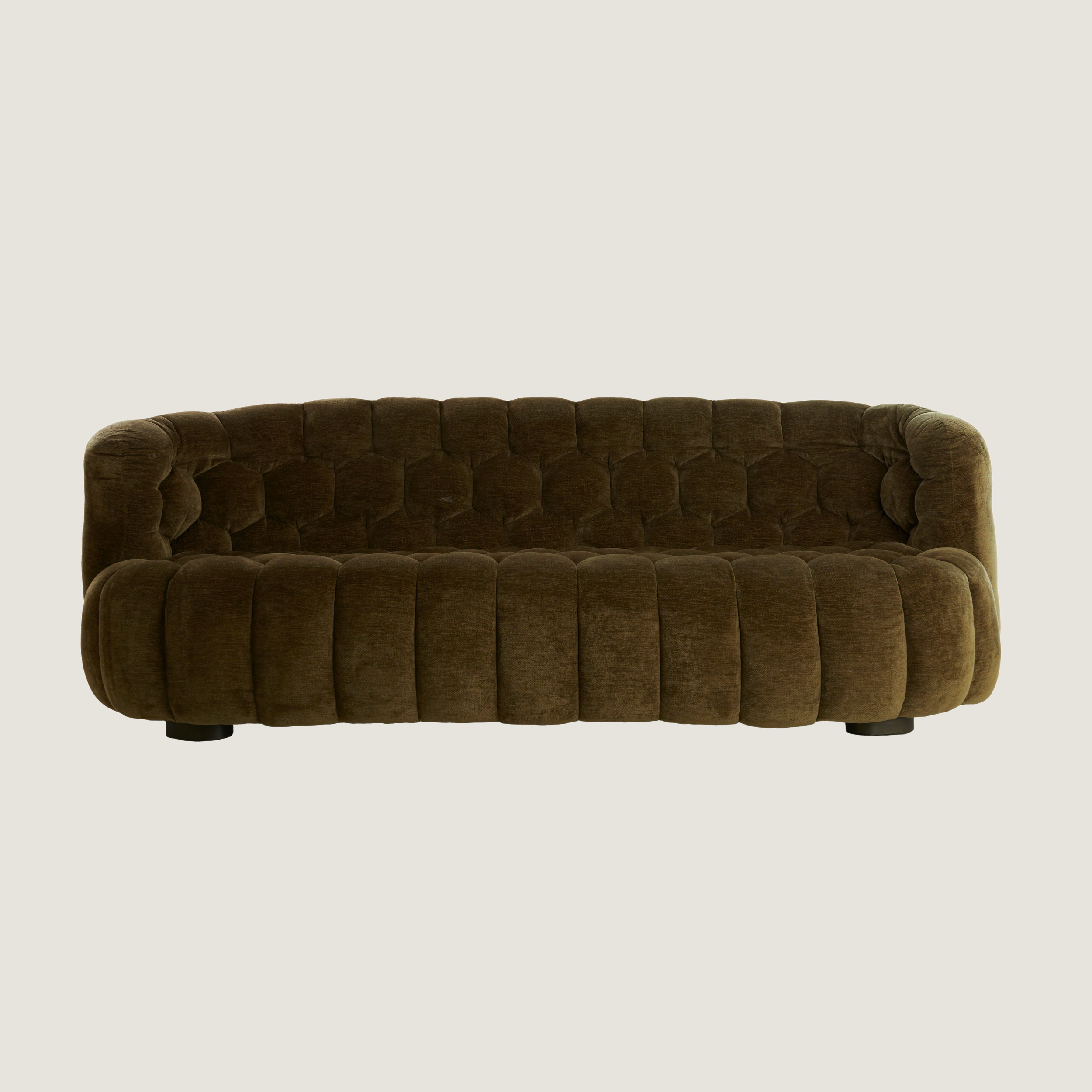 Nairobi Dark Olive Textured Two Seater Sofa with Hexagon Stitching