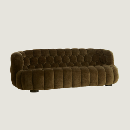 Nairobi Dark Olive Textured Two Seater Sofa with Hexagon Stitching