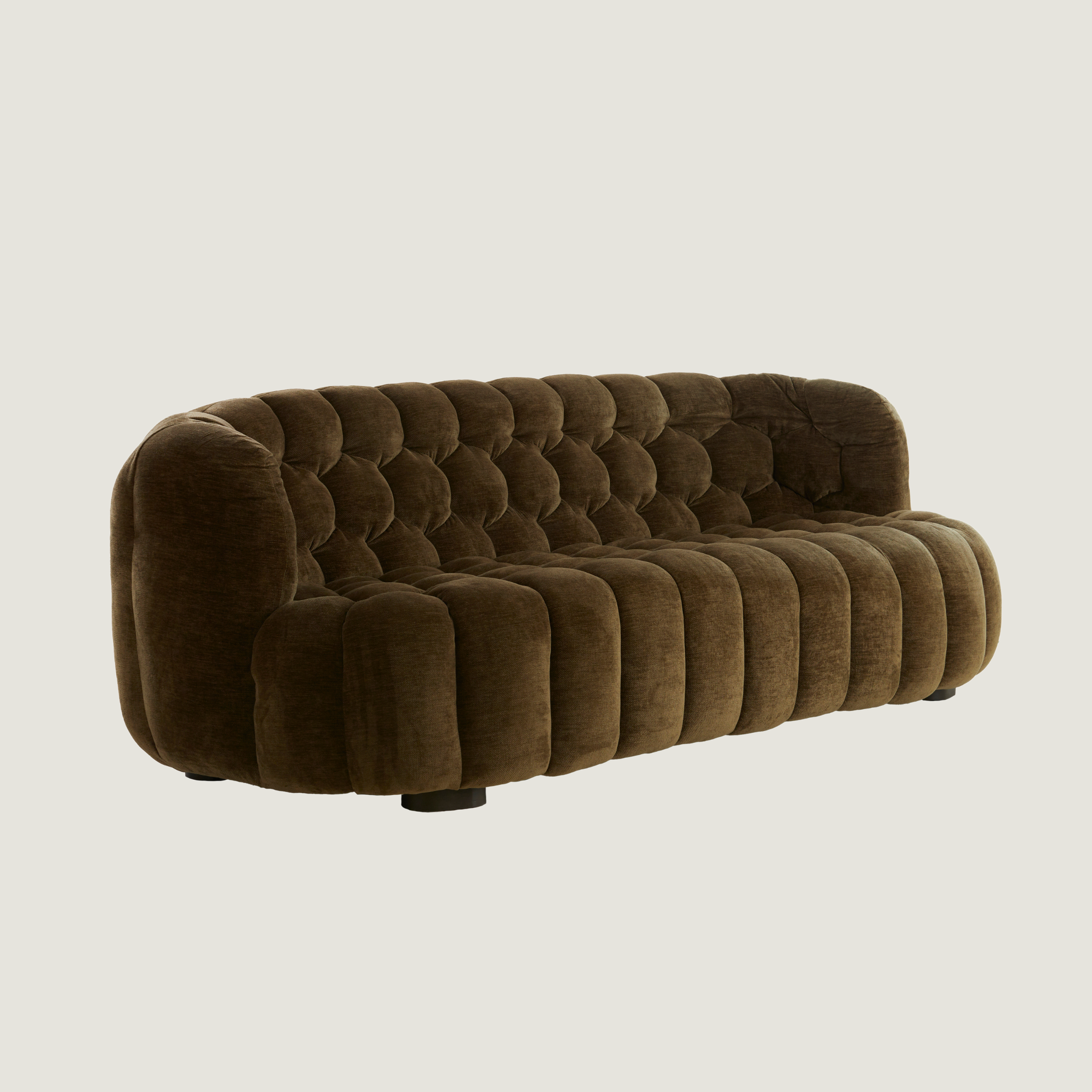 Nairobi Dark Olive Textured Two Seater Sofa with Hexagon Stitching