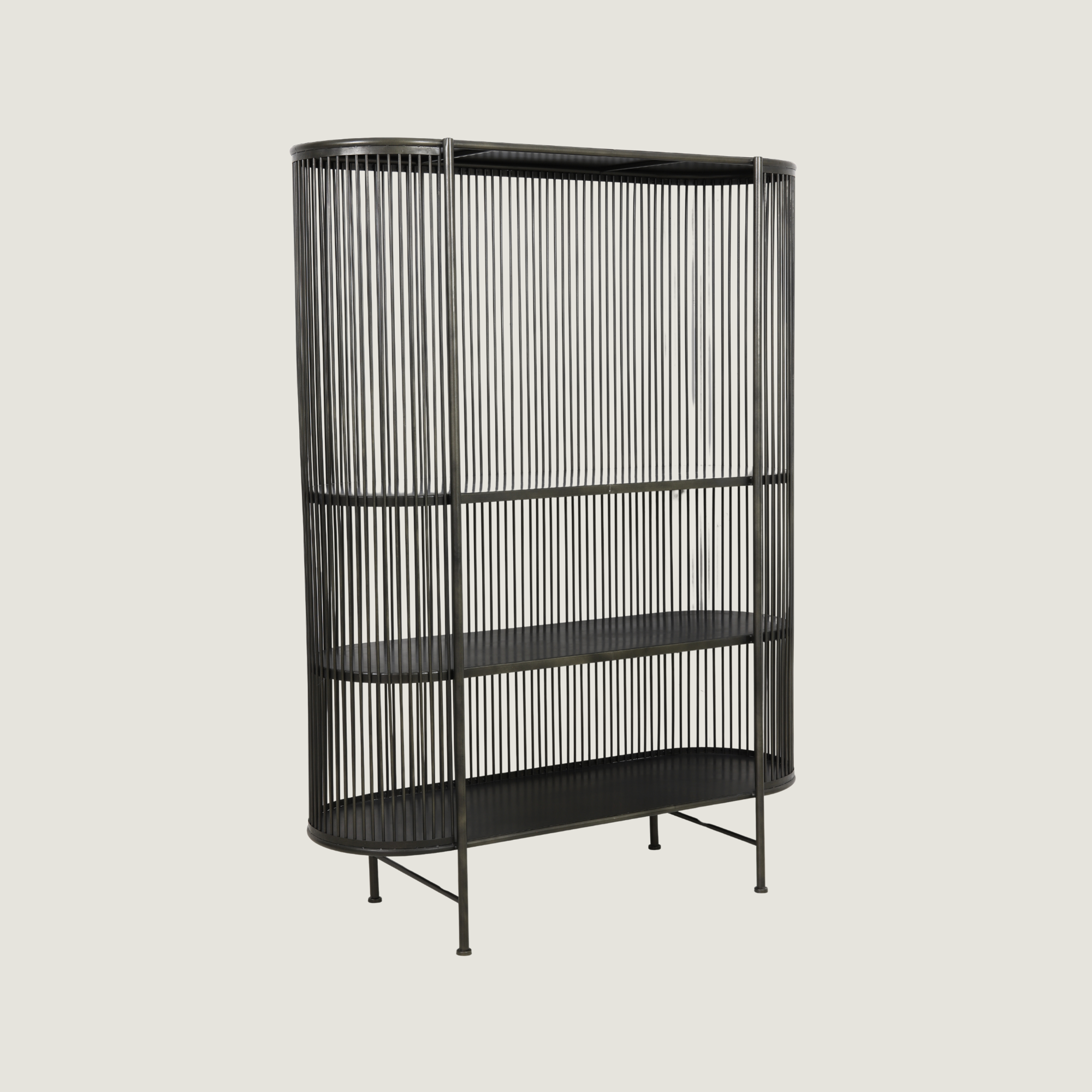 Free Standing Display Cabinet with Wired Metal Framing