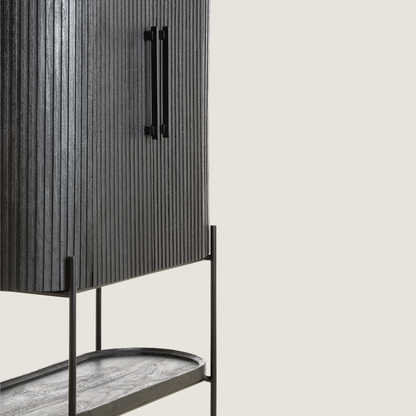 Black Mango Wood Cabinet With Shelving