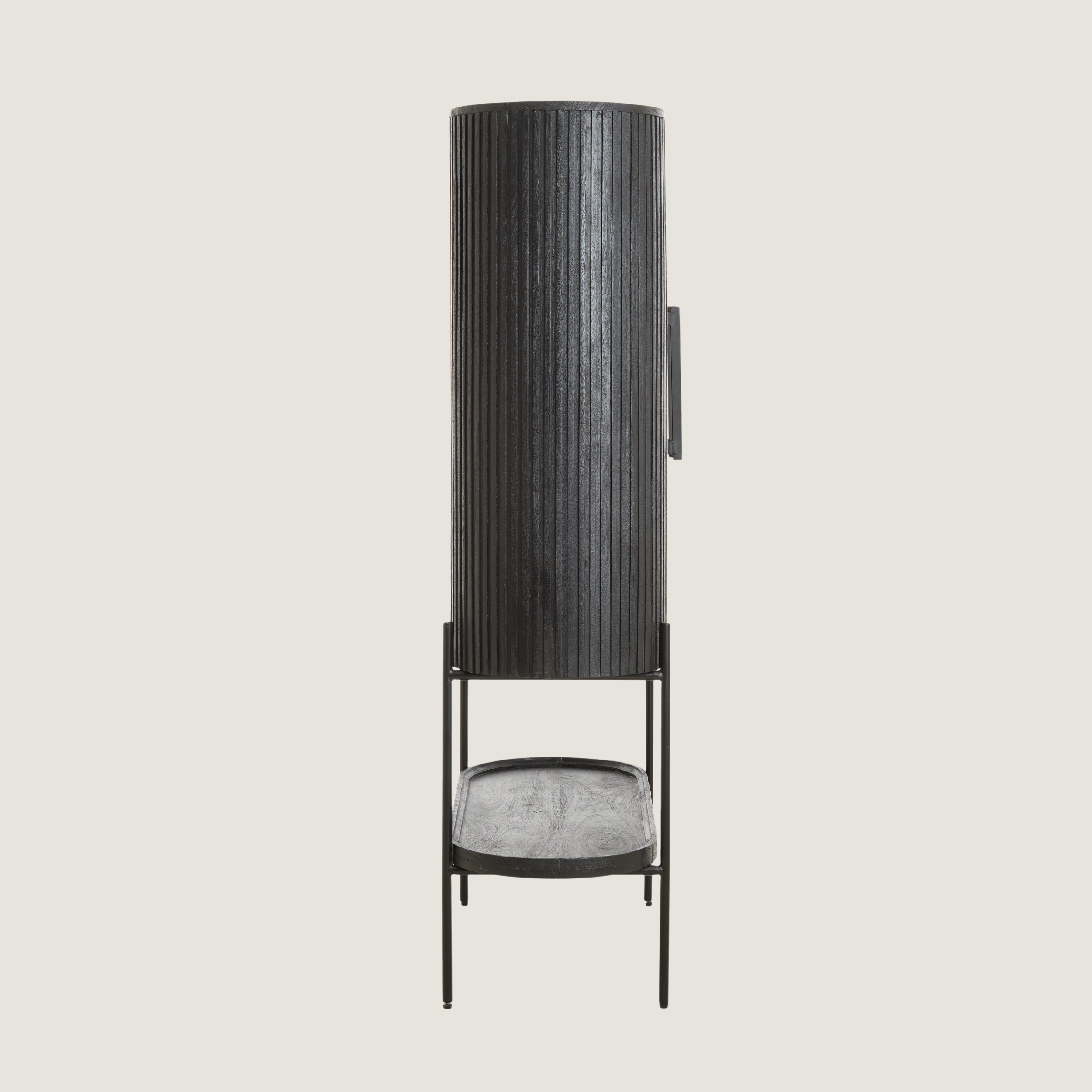Black Mango Wood Cabinet With Shelving