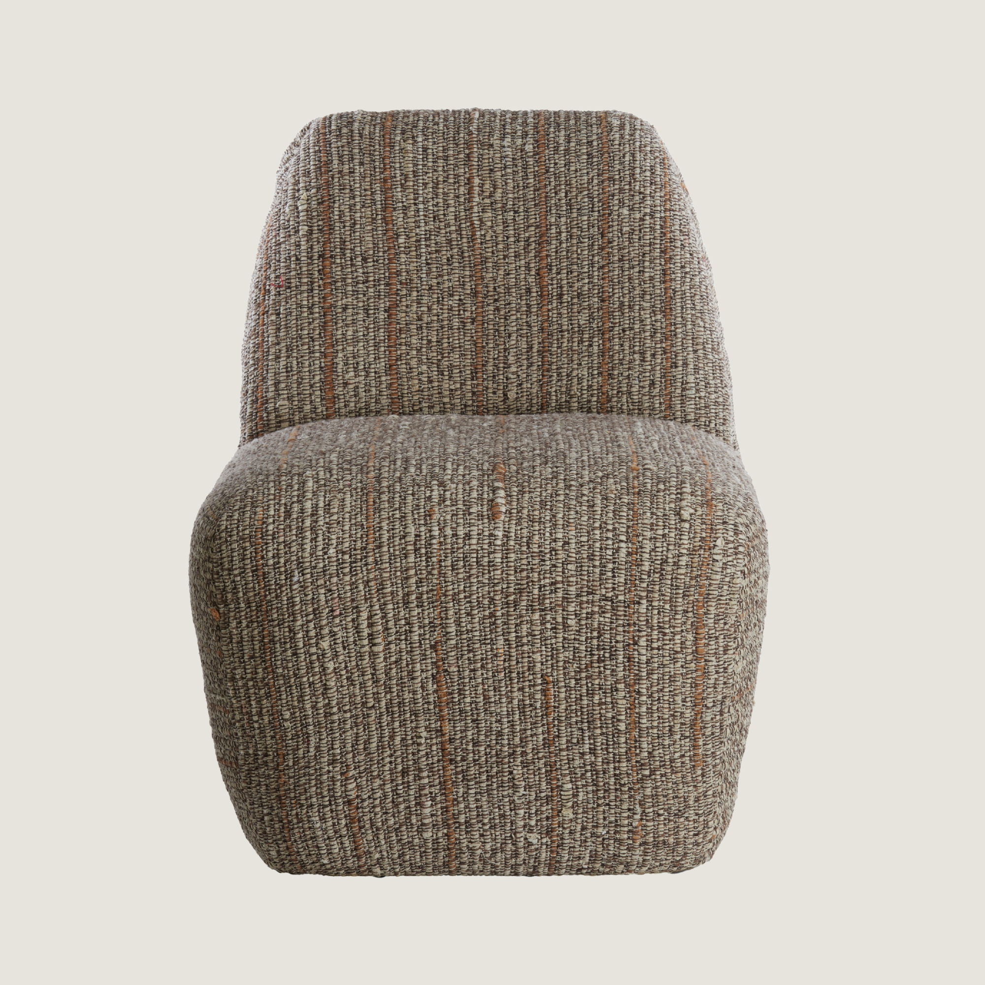 Curved Block Accent Chair in Textured Earthy Weave