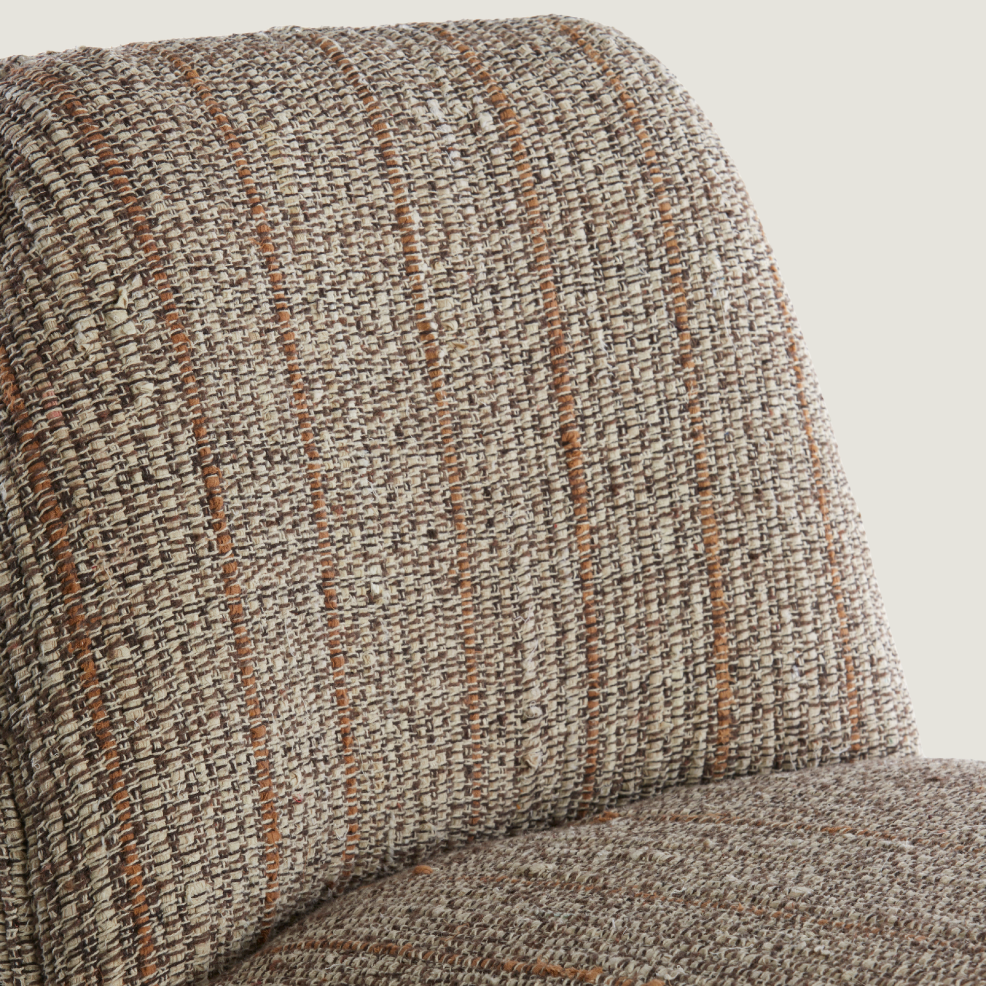 Curved Block Accent Chair in Textured Earthy Weave