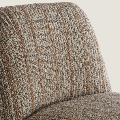 Curved Block Accent Chair in Textured Earthy Weave