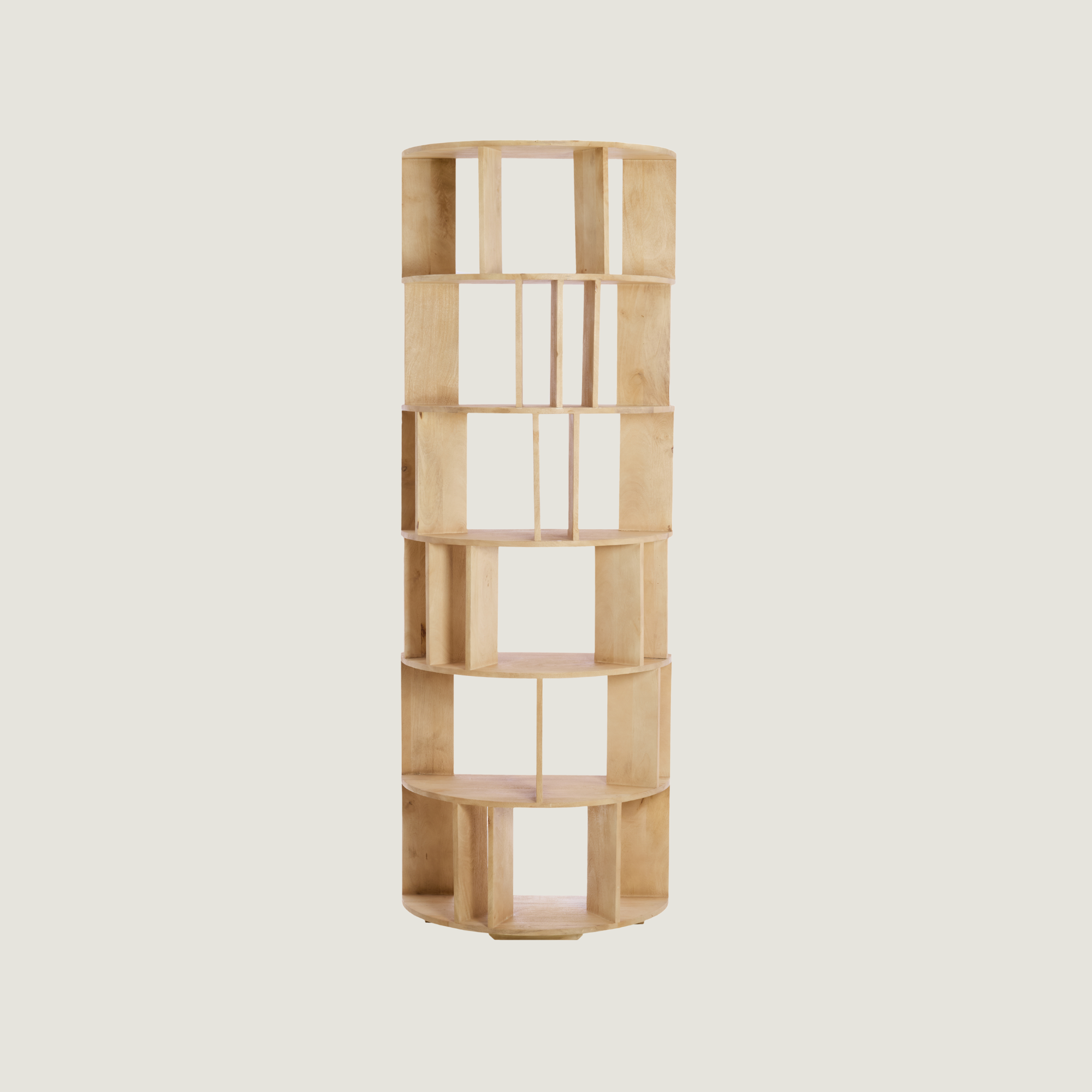 Sphere Front Flat-Back Bookshelf In Light Mango Wood