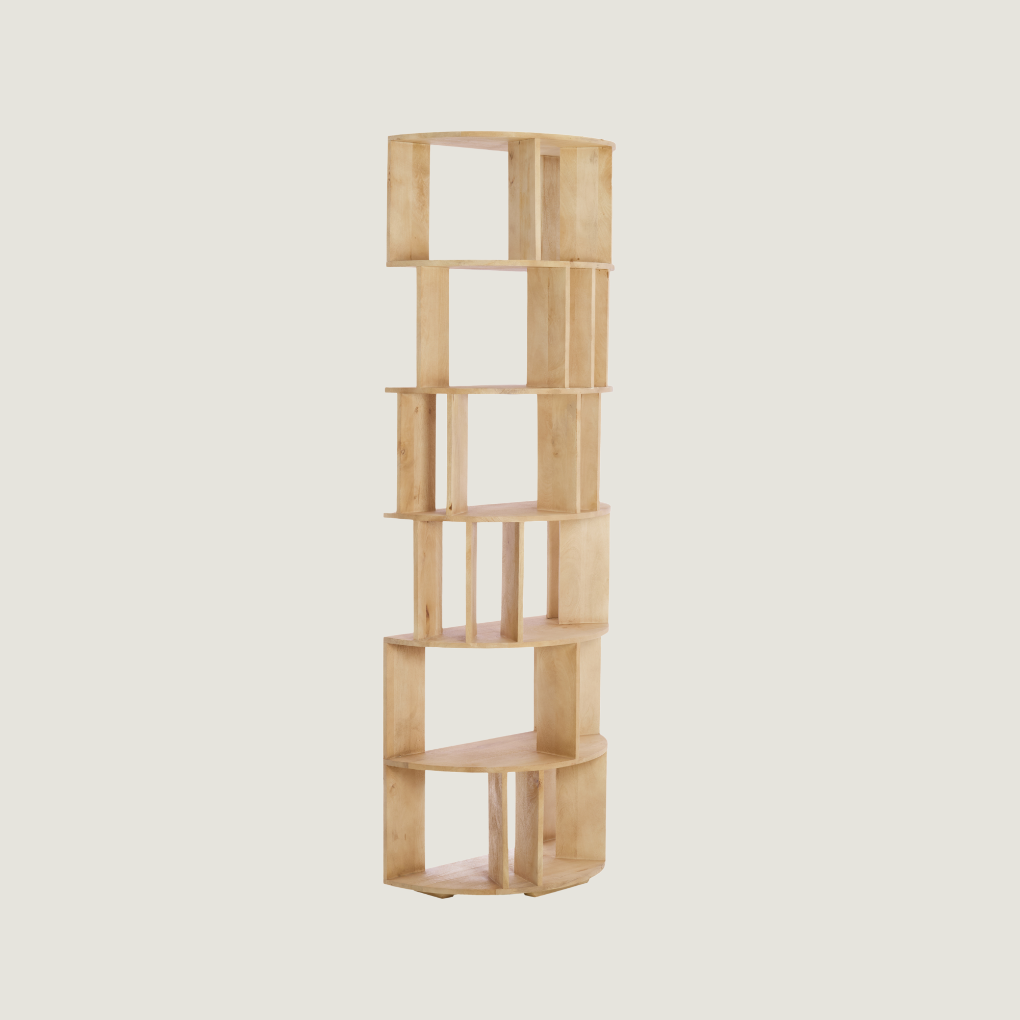 Sphere Front Flat-Back Bookshelf In Light Mango Wood