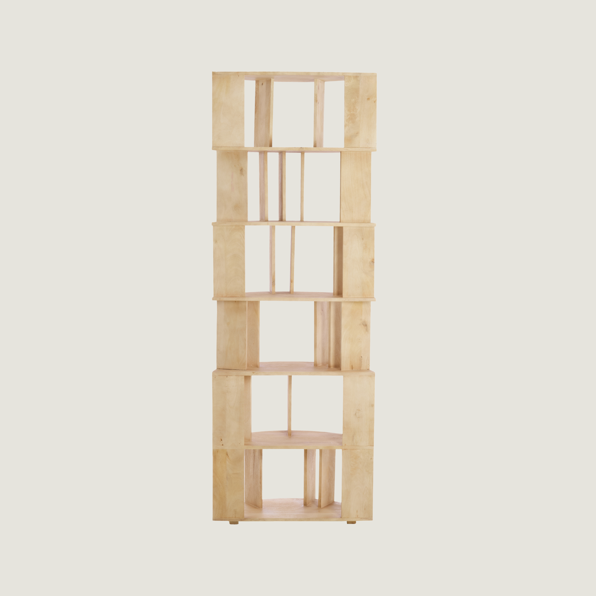 Sphere Front Flat-Back Bookshelf In Light Mango Wood
