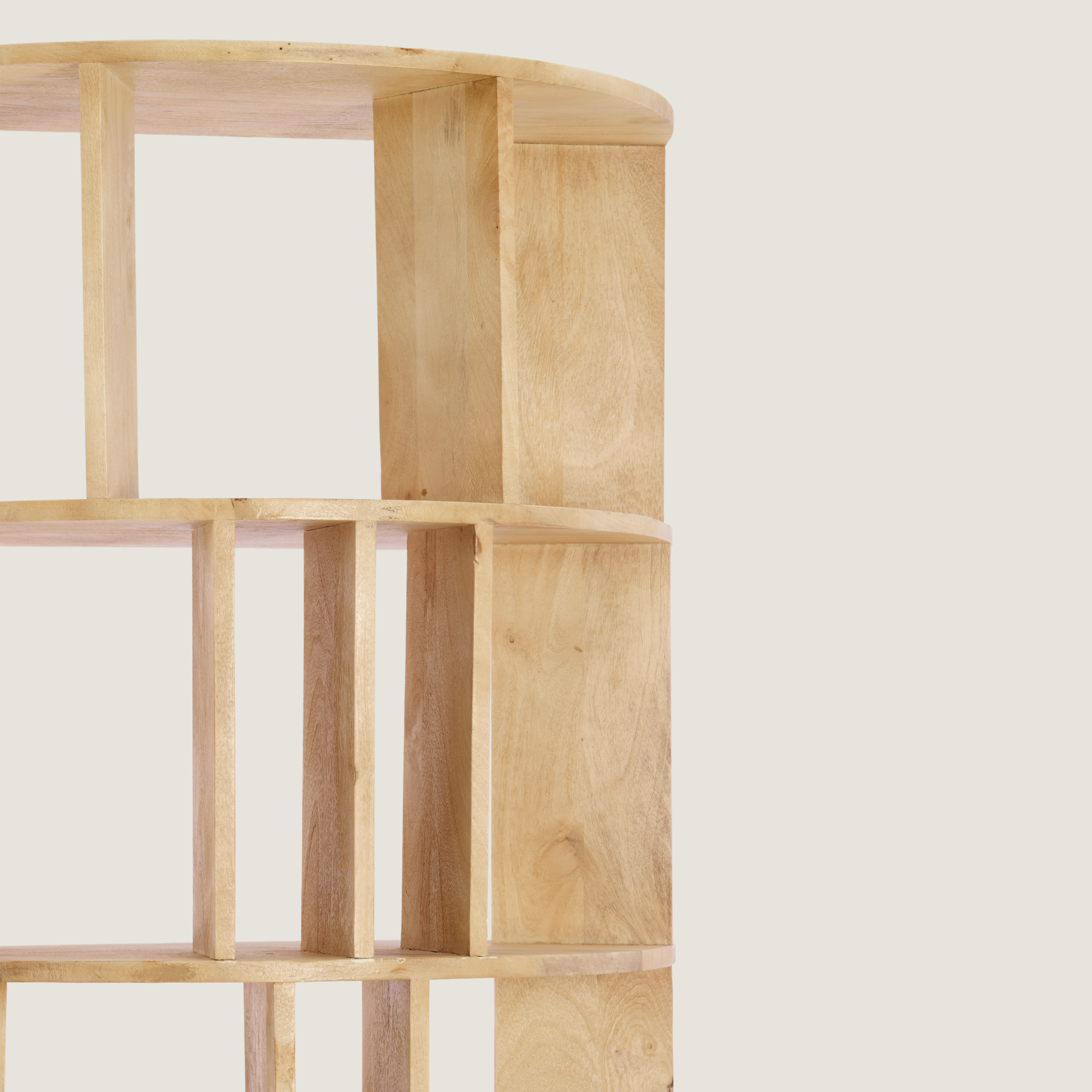 Sphere Front Flat-Back Bookshelf In Light Mango Wood