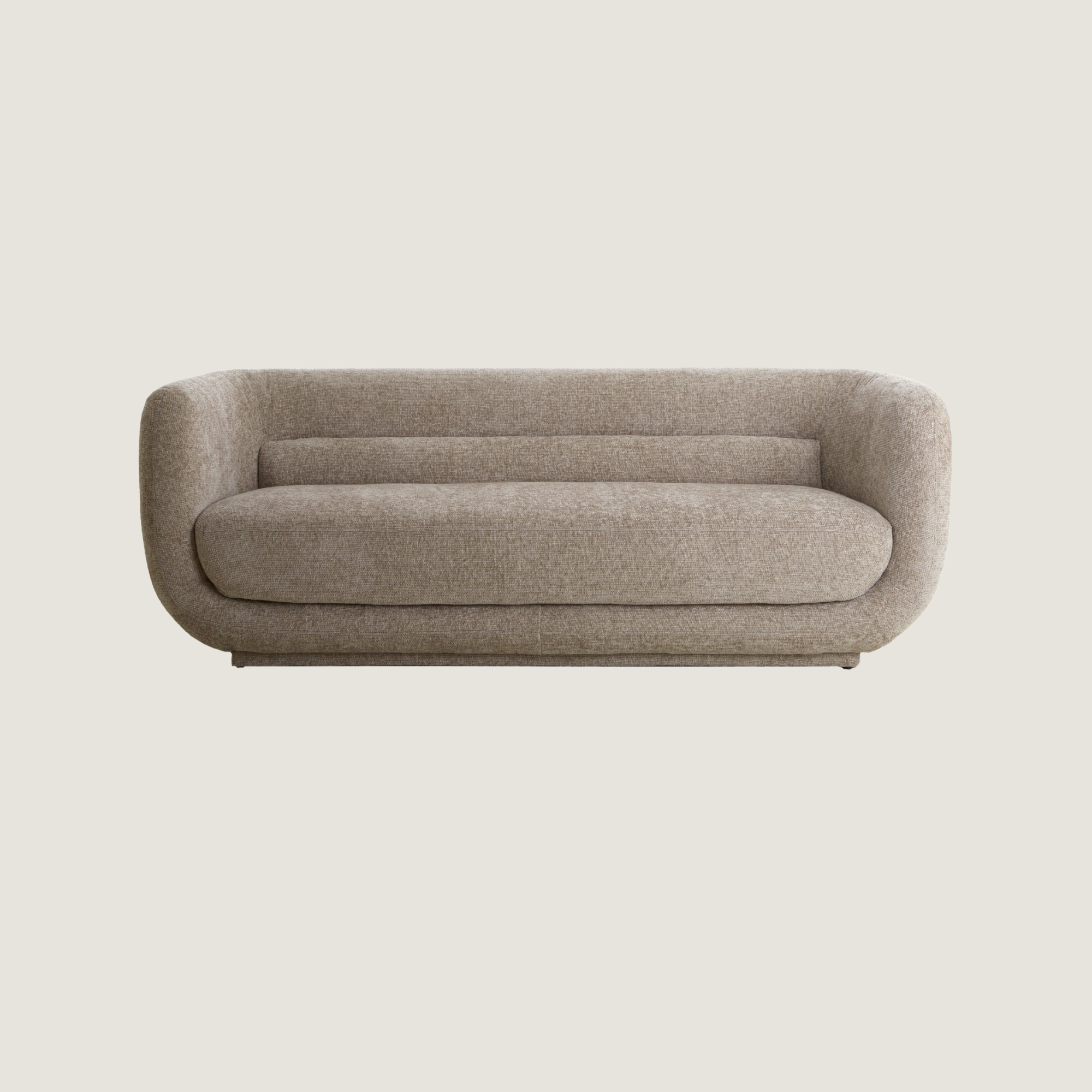 Serenity Curved Three Seater Modern Fabric Sofa in Beige