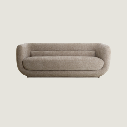 Serenity Curved Three Seater Modern Fabric Sofa in Beige