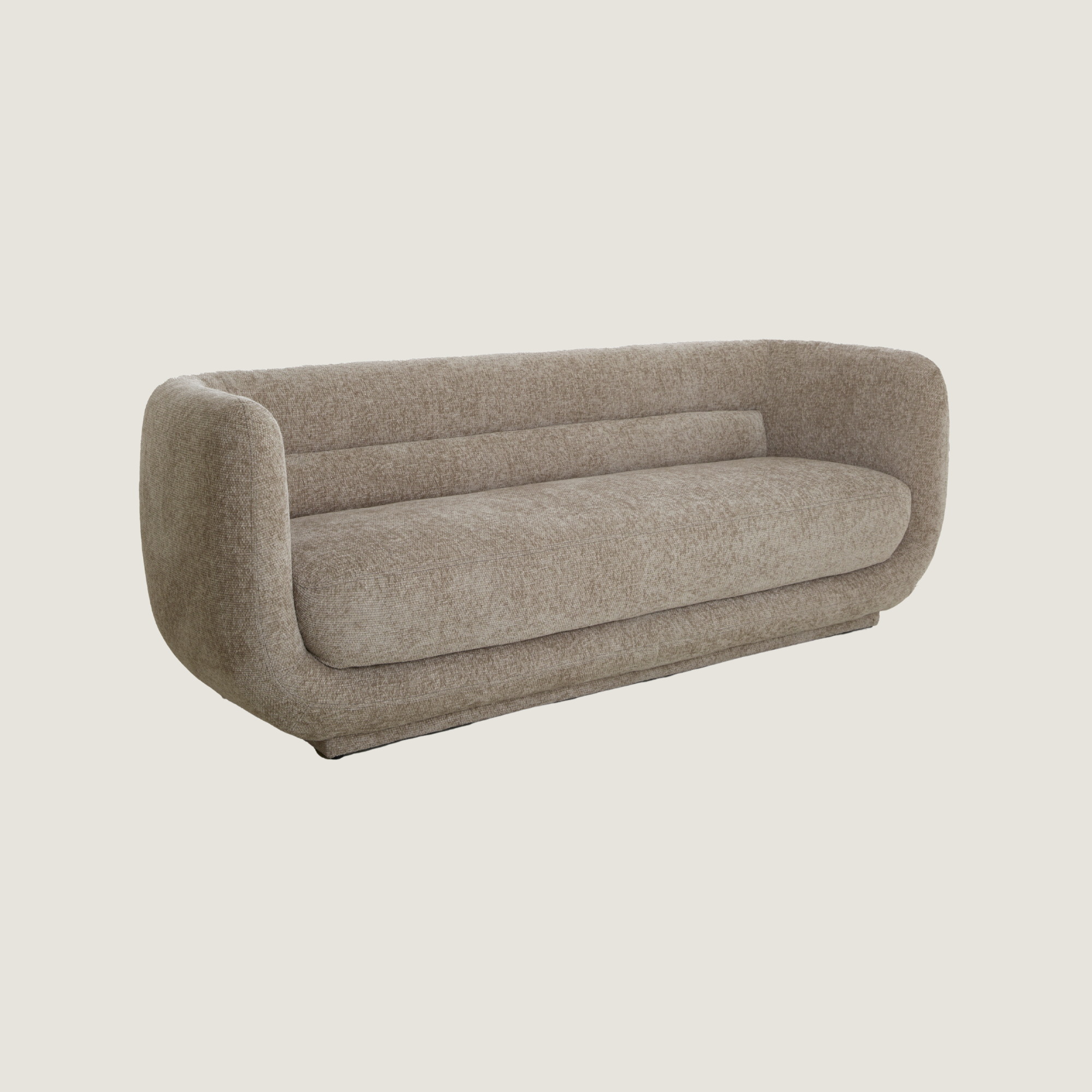 Serenity Curved Three Seater Modern Fabric Sofa in Beige