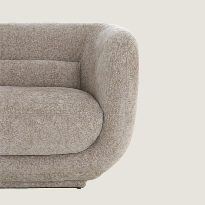 Serenity Curved Three Seater Modern Fabric Sofa in Beige