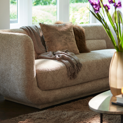 Serenity Curved Three Seater Modern Fabric Sofa in Beige