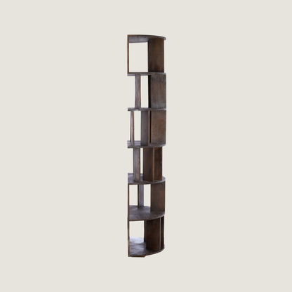 Sphere Front Flat-Back Bookshelf In Dark Mango Wood