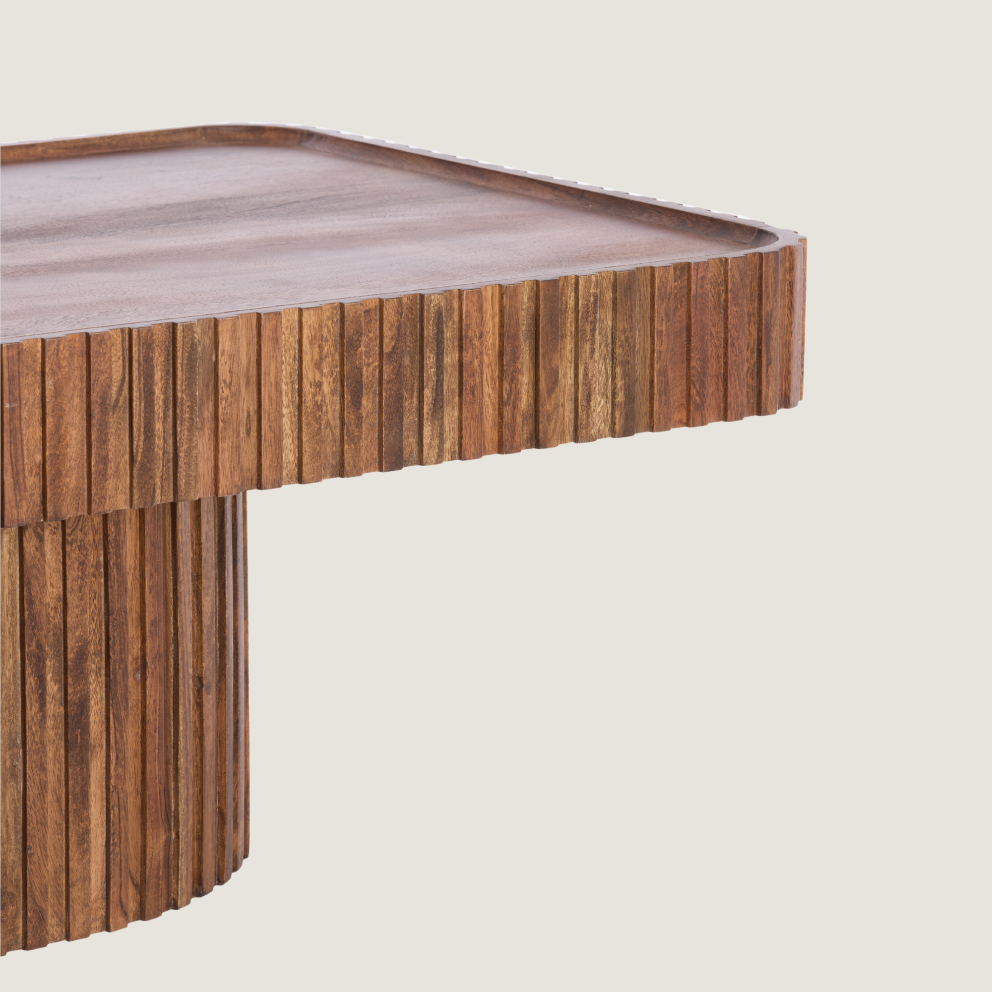 Belafonte Fluted Coffee Table In Dark Acacia Wood