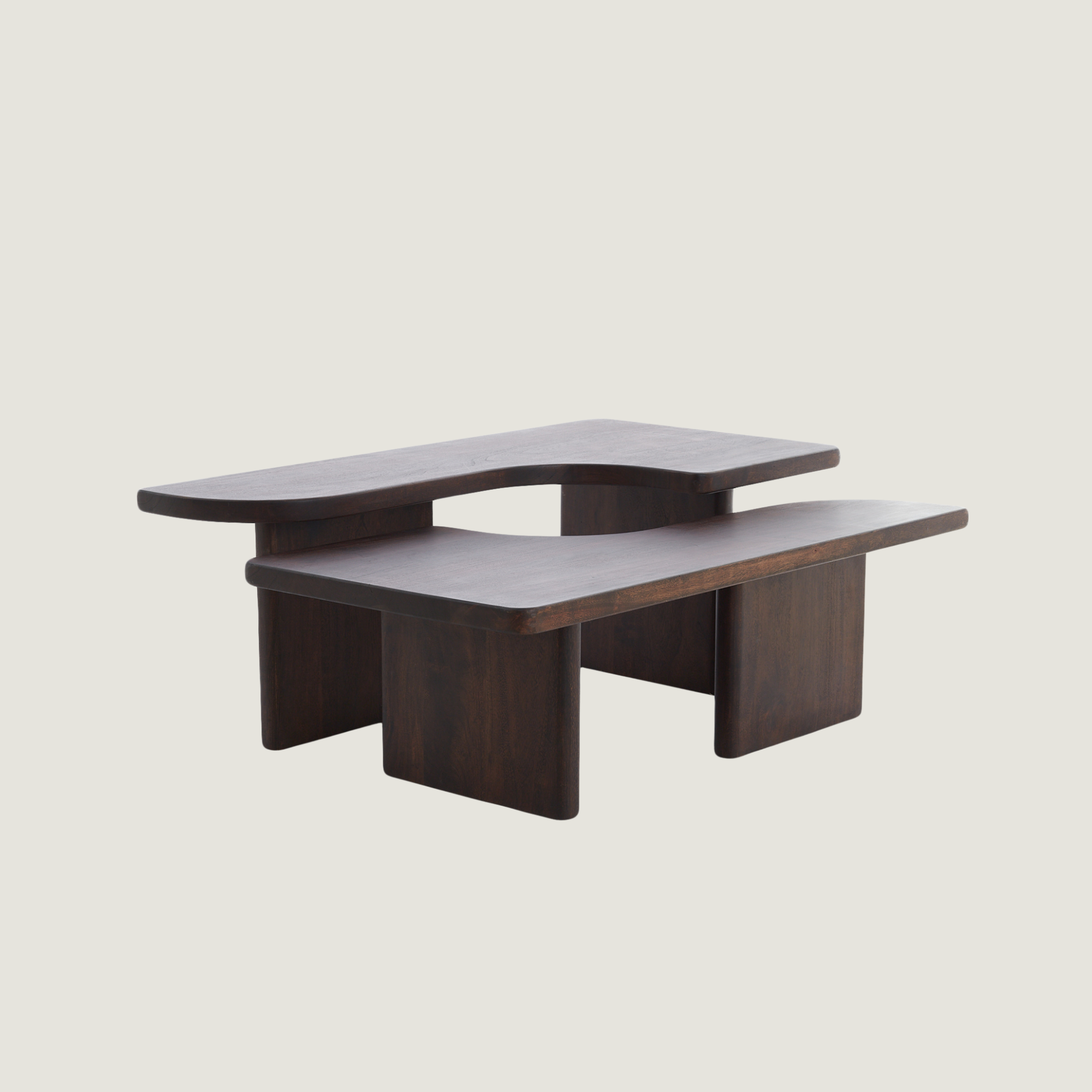 Two-Tier Sculptural Coffee Table in Acacia Wood