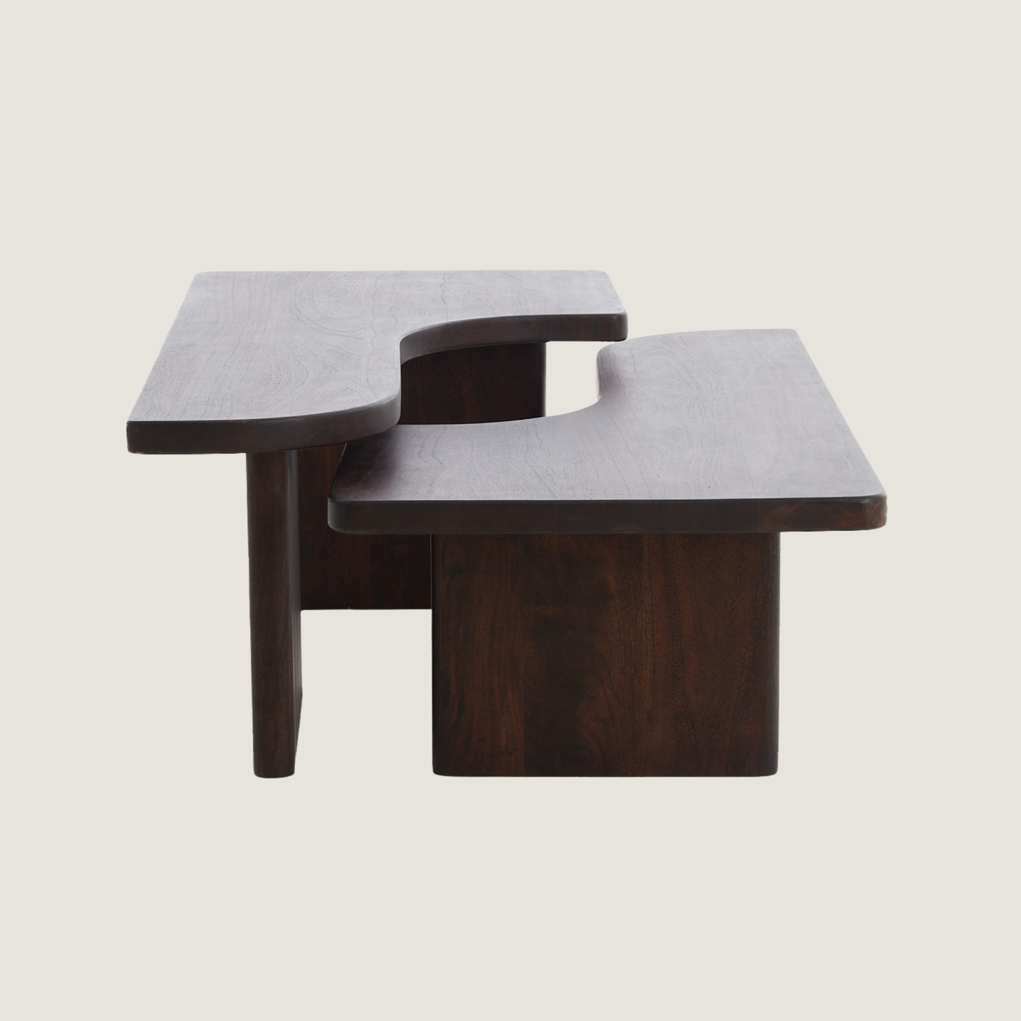 Two-Tier Sculptural Coffee Table in Acacia Wood