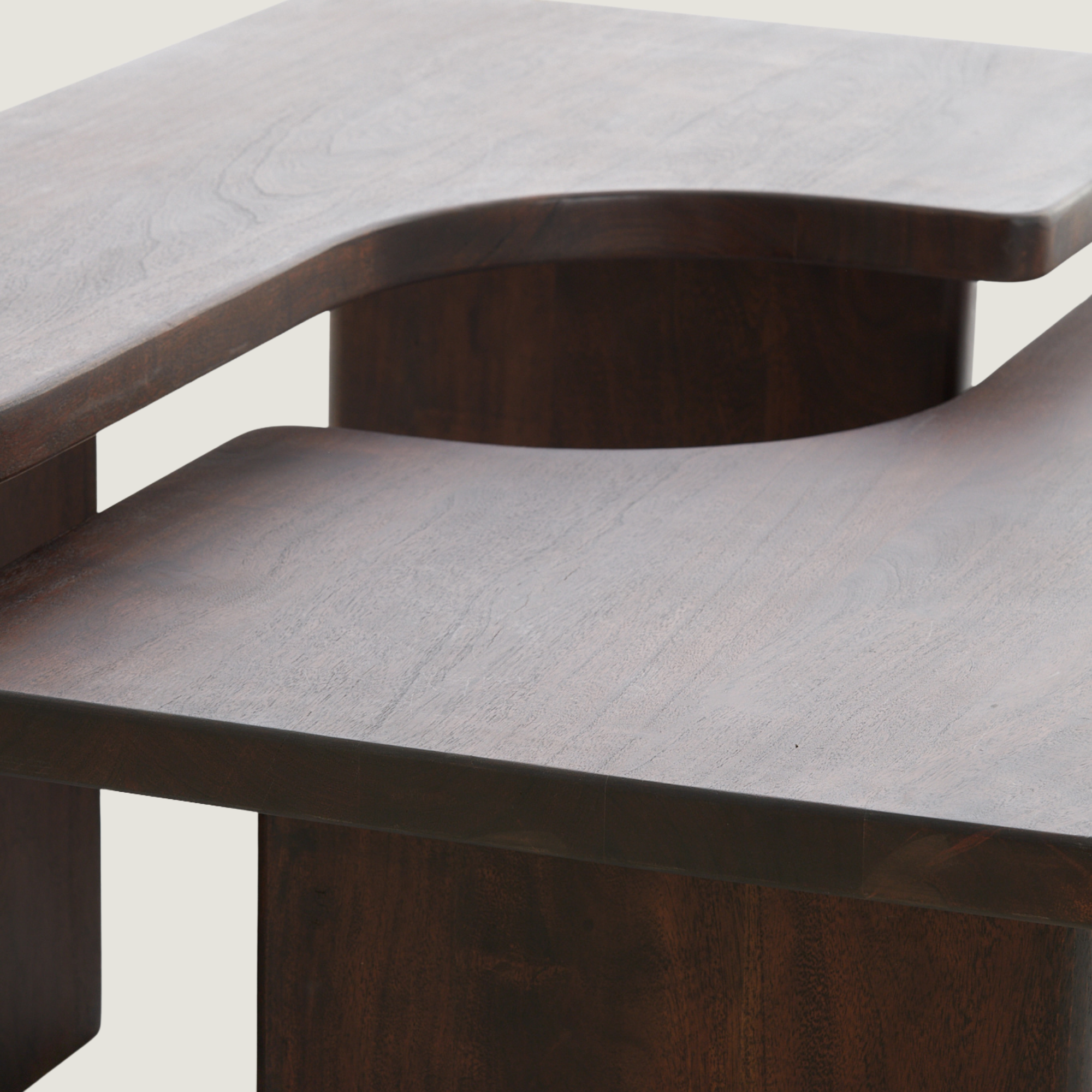 Two-Tier Sculptural Coffee Table in Acacia Wood
