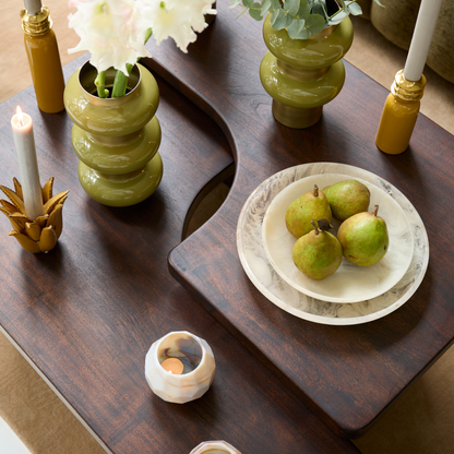 Two-Tier Sculptural Coffee Table in Acacia Wood