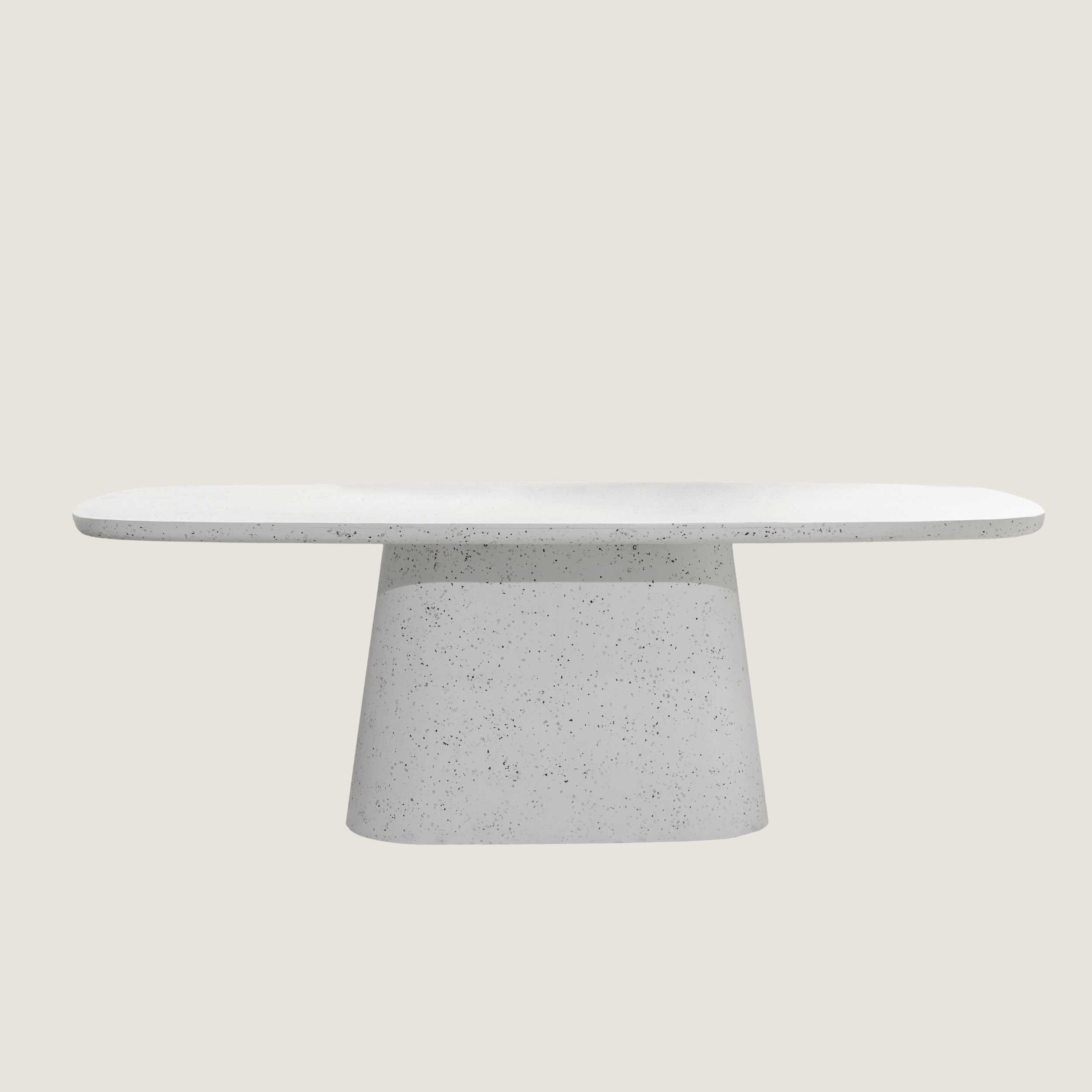 Contemporary Oval Dining Table In White Terrazzo