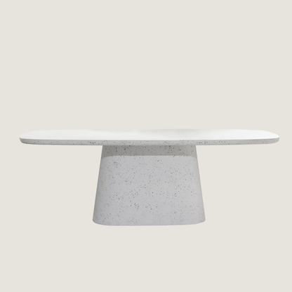 Contemporary Oval Dining Table In White Terrazzo